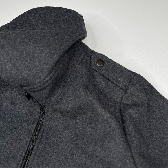 Aqua Jacket Pea Coat Long Winter Wool Blend Front Zip Hoodie Lined Warm Autumn - Picture 6 of 15